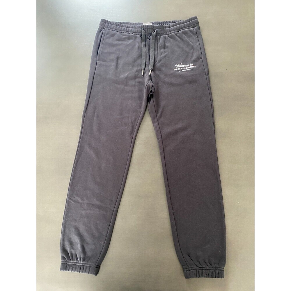 NWOT H&M Men's Creative Cloud Regular Fit Cuffed Black Joggers - Size Medium